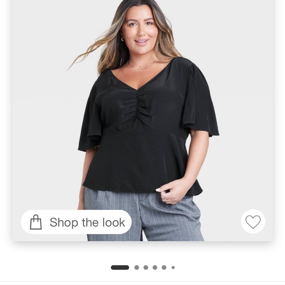 A New Day Black Flutter Sleeve slim fit v-neck top